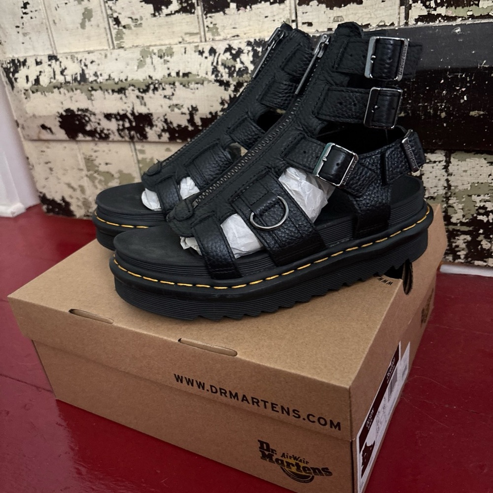 Dr. Martens Black Platform Sandals Olson